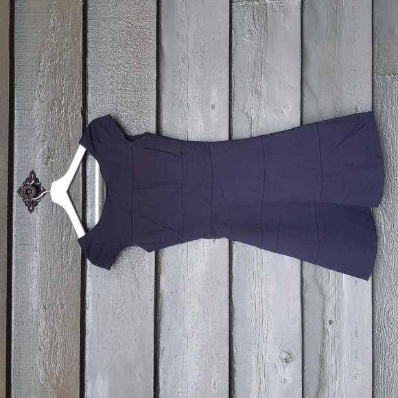 BANANA REPUBLIC Navy Ponte Seamed Fit & Flare Dress sz 2 Women's - Picture 1 of 5